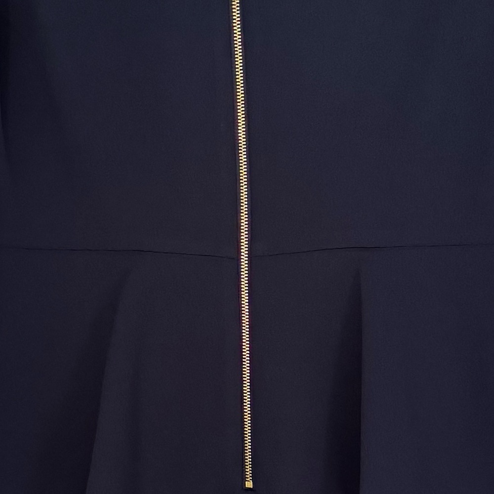LIKE NEW Calvin Klein Midnight Blue Peplum Dress with Gold Zipper - Picture 8 of 13